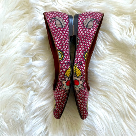 Sergio Rossi Printed Ballet Flats Leather Red 9 - Picture 4 of 8